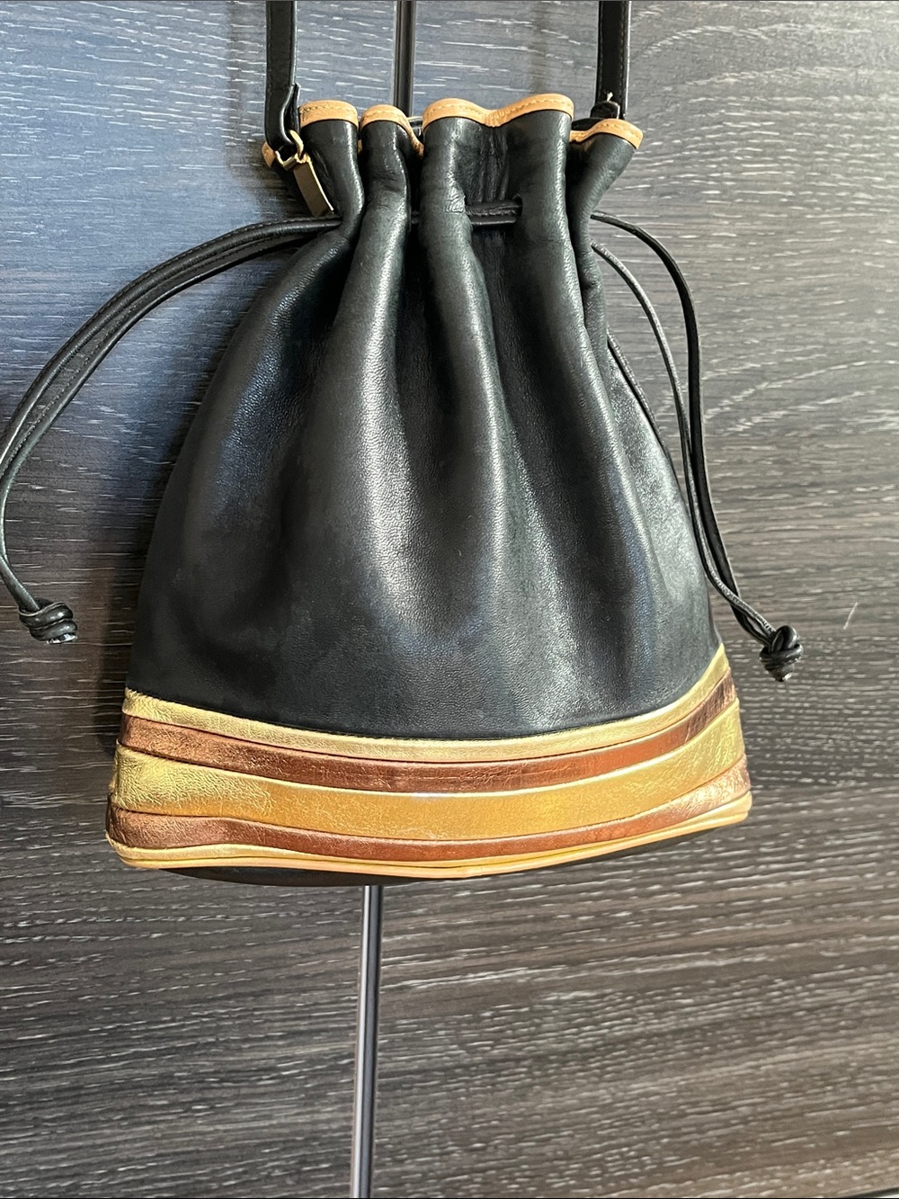 Vintage Stefano Made in Italy Leather Bucket Cinch Bucket Bag